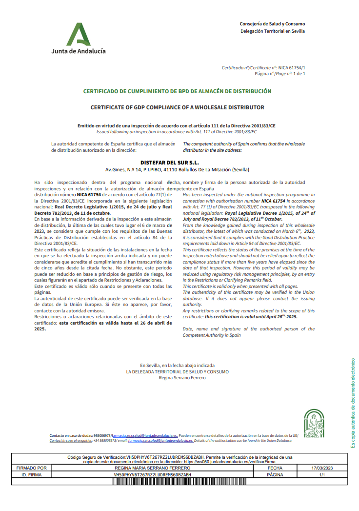 Certificado GDP